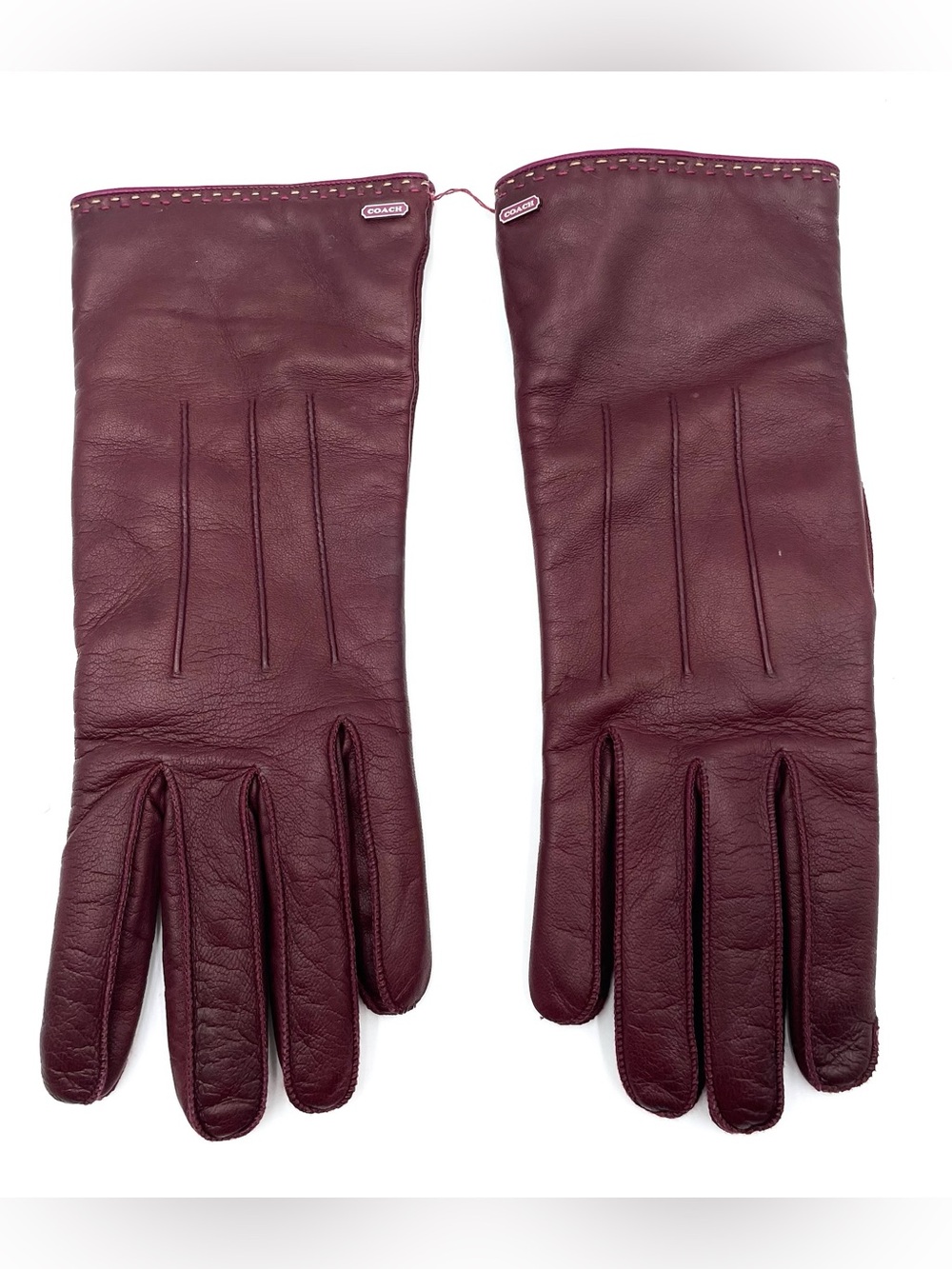 Brand New Coach Burgundy Leather Gloves Size 8